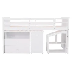 Twin Size Low Loft Bed With Storage Steps And Portable Desk-ModernLuxe -Barbie Store GUEST bc5aefe2 2a6f 43c4 b4b3 2602380ad6f3