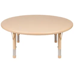 Emma And Oliver 45" Round Natural Plastic Height Adjustable Activity Table - School Table For 4 -Barbie Store GUEST bec8631c e39f 46ce 9dcc 37f8cc333cec