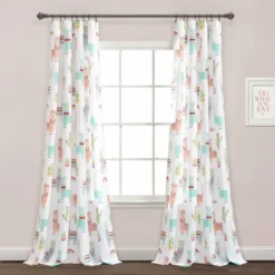 52"x84" Make A Wish Southwest Llama Cactus Window Curtain Panels Set - Lush Décor -Barbie Store GUEST bf261af1 1de5 4ade a85f 986f82e9ced5
