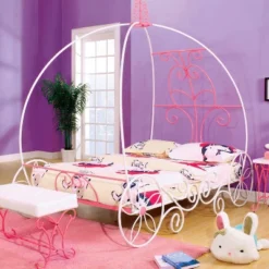 Twin Heaton Princess Carriage Canopy Kids' Bed - MiBasics -Barbie Store GUEST c0090d6e 97d0 4e4c 82b8 937326ff2f08
