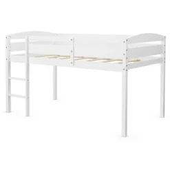 Costway Twin Low Loft Bunk Junior Bed Bedroom Wooden Guard Rail Ladder White/Espresso/Grey -Barbie Store GUEST c360a34c 2a7f 497c a111 b84db0fd8355