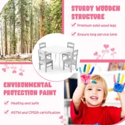 Costway Kids 5 Piece Table & Chair Set Wooden Children Activity Playroom Furniture Gift -Barbie Store GUEST c5d863b1 0f43 4bdd 98e7 2666196706ca