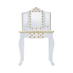 Fashion Polka Dot Gisele Play Vanity Set With Led Mirror White/Gold - Teamson Kids -Barbie Store GUEST c71bfc0f 9c5e 492f b5f6 757f271dc383