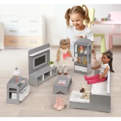 Media Room Furniture Set For 18" Dolls - Gray/White