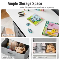 Babyjoy Kids Art Play Wood Table And 2 Chairs Set W/ Storage Baskets Puzzle -Barbie Store GUEST c72c06c3 5f8e 4634 a161 e0706db17340