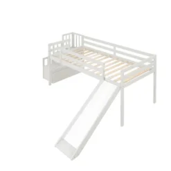 Twin Size Loft Bed With Staircase, Safety Guardrails And Slide-ModernLuxe -Barbie Store GUEST c90e9341 5a4a 4e8e af1d d841b247a450
