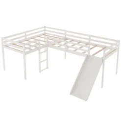 L-Shaped Twin Size Loft Bed With Ladder And Slide - ModernLuxe -Barbie Store GUEST cc3c0c68 d550 4f18 a422 2ecb192dea93