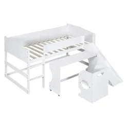 Low Study Loft Bed With Rolling Portable Desk And Chair - ModernLuxe -Barbie Store GUEST cca2f9c5 2398 45df 82d0 1ea9fea2b836