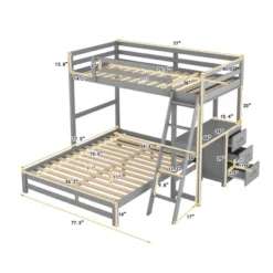 Twin Over Full Bunk Bed With Built-in Desk, Ladder And Three Drawers-ModernLuxe -Barbie Store GUEST ce3d512a ae9d 48c0 a857 71e1b8d2e2bb