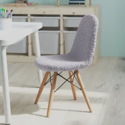 Merrick Lane Children's Lyon Faux Shearling Accent Chair, Modern Accent Chair For Bedroom, Entryway, And Living Room -Barbie Store GUEST d1a88d17 8632 4390 9c33 50eae6866985