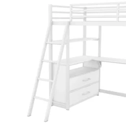 Twin Size Metal Loft Bed With Desk, Shelves And Two Built-in Drawers - ModernLuxe 20 Twin Size Metal Loft Bed With Desk, Shelves And Two Built-in Drawers - ModernLuxe -Barbie Store GUEST d337be21 79bc 40e4 9d3f 43bb412f5a71
