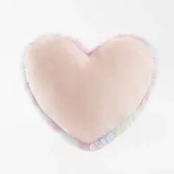 Teen Rainbow Tie Dye Fur Heart Throw Pillow Yellow/Blue/Pink - Makers Collective
