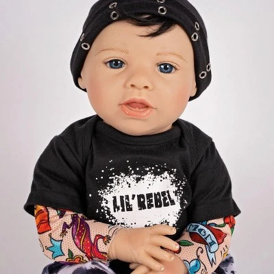 Paradise Galleries Reborn Toddler Boy Doll Lil' Rebel, 21 Inch With Black Rooted Hair And Blue Eyes, Made In GentleTouch Vinyl 9 Paradise Galleries Reborn Toddler Boy Doll Lil' Rebel, 21 Inch With Black Rooted Hair And Blue Eyes, Made In GentleTouch Vinyl - Image 7