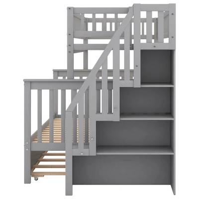 Twin Over Full Bunk Bed With Trundle Bed And Staircase-ModernLuxe 12 Twin Over Full Bunk Bed With Trundle Bed And Staircase-ModernLuxe - Image 10