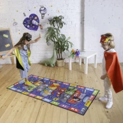 KC CUBS | Justice League Boys & Girls Kids Hopscotch Number Counting Educational Learning & Game Nursery Bedroom Classroom Rug Carpet, 2' 7" X 6' 0" -Barbie Store GUEST d6a1f6b5 f976 4e9e 8936 11f716c98ba5