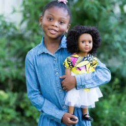 Ikuzi Dolls Pink & Yellow Dress Doll With Black Hair 18" Fashion Doll -Barbie Store GUEST d8887a42 8182 4ba5 81f1 b1c70b22a368