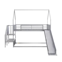 Twin Over Twin Metal Bunk Bed House Bed With Slide And Staircase-ModernLuxe -Barbie Store GUEST d92ea0f2 dc92 4f2a b7ee bd5b06c74792