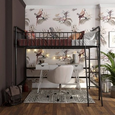 Twin Kaila Metal Loft Bed Black - Room & Joy 4 Twin Kaila Metal Loft Bed Black - Room & Joy - Image 2