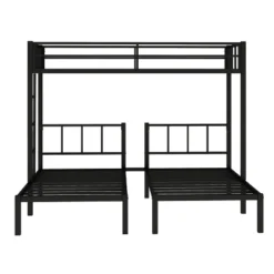 Twin Over Twin Metal Triple Bunk Bed With Ladder, Black-ModernLuxe -Barbie Store GUEST ddd1fef4 59b6 43bd a205 4167c40088e9