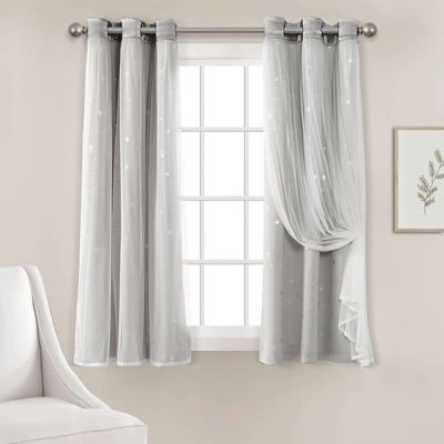 Star Sheer Insulated Grommet Blackout Window Curtain Panel Set - Lush Décor 3 Star Sheer Insulated Grommet Blackout Window Curtain Panel Set - Lush Décor