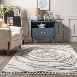 NuLOOM Adette Abstract Swirl Kids Tassel Area Rug -Barbie Store GUEST e20b0787 0b92 49db b813 091595adaf63