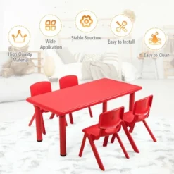 Costway Kids Plastic Rectangular Learn And Play Table Playroom Kindergarten Home Red -Barbie Store GUEST e4bcd3cb 3058 4637 9bf3 e901fa585e49