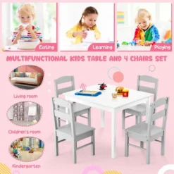 Costway Kids 5 Piece Table & Chair Set Wooden Children Activity Playroom Furniture Gift -Barbie Store GUEST e69c37eb 6777 4ef9 83b7 e4d5ef4fce65