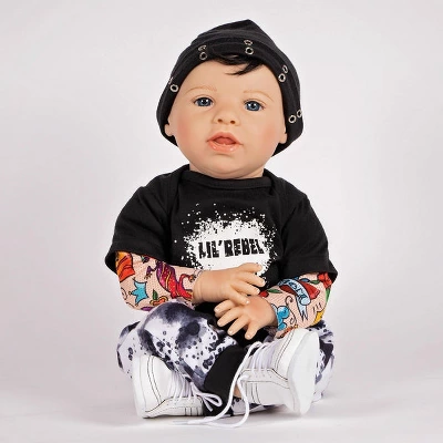 Paradise Galleries Reborn Toddler Boy Doll Lil' Rebel, 21 Inch With Black Rooted Hair And Blue Eyes, Made In GentleTouch Vinyl 3 Paradise Galleries Reborn Toddler Boy Doll Lil' Rebel, 21 Inch With Black Rooted Hair And Blue Eyes, Made In GentleTouch Vinyl