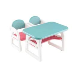Costway 3-Piece Kids Table And Chair Set Toddler Activity Study Desk With Building Blocks -Barbie Store GUEST ed94da55 eb9c 40ec 88b9 28994d3d1081