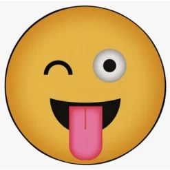 Deerlux Emoji Style Round Funny Smiley Face Kids Area Rug, Winky Tongue Out Emoji Rug, 24'' X 24'' -Barbie Store GUEST ef9ccd5f 04ae 496c b8fe 3a568f2da9a0