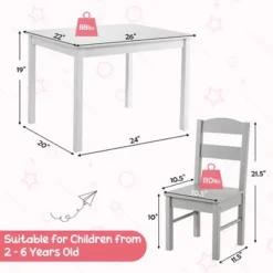 Costway Kids 5 Piece Table & Chair Set Wooden Children Activity Playroom Furniture Gift -Barbie Store GUEST f535b6e0 f7c8 4a71 89a9 b5bbb021b779