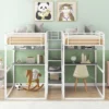 Double Twin Over Twin Size Metal Bunk Bed With Desk, Shelves And Storage Staircase-ModernLuxe -Barbie Store GUEST f5ab9a7f cbcc 43db 81ec 821405ee2f4e