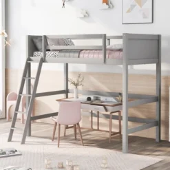 Twin Size Wood Loft Bed With Ladder-ModernLuxe -Barbie Store GUEST f6784cd6 572c 4019 aad6 364d8e221350