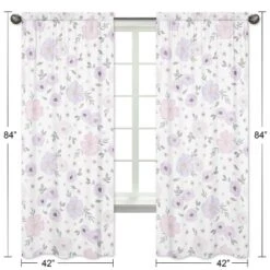 2pc Sweet Jojo Designs Watercolor Floral Window Panels Lavender/Gray 9 2pc Sweet Jojo Designs Watercolor Floral Window Panels Lavender/Gray -Barbie Store GUEST f726ad7e 30ac 4617 b23c f09044c8c54b