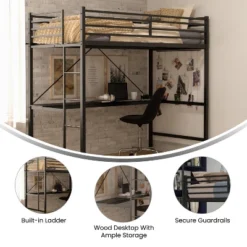 Flash Furniture Jake Metal Loft Bed Frame With Desk, Protective Guard Rails And Ladder For Kids, Teens And Adults 21 Flash Furniture Jake Metal Loft Bed Frame With Desk, Protective Guard Rails And Ladder For Kids, Teens And Adults -Barbie Store GUEST fb818b53 b717 48d7 8113 0be05b274879