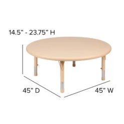 Emma And Oliver 45" Round Natural Plastic Height Adjustable Activity Table - School Table For 4 -Barbie Store GUEST fd16d9a9 e74d 4d43 8864 c668994b06ff