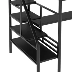 Metal Twin Size Loft Bed With Desk, Black - ModernLuxe -Barbie Store GUEST fd75ed43 868f 488f 939c 6919579c8983