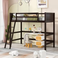 Twin Size Wood Loft Bed With Ladder-ModernLuxe -Barbie Store GUEST fd88ce8f 7dd8 43fa 916d a6ff039a6a87