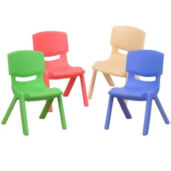 Emma And Oliver 4 Pack Plastic Stackable Pre-K/School Chairs With 10.5"H Seat -Barbie Store GUEST fee0bd81 abcd 4e42 8d74 68f912be0f20